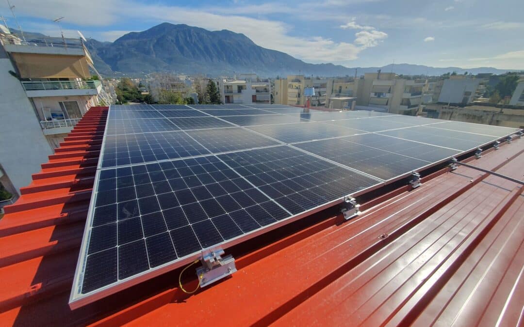 New installation of self-consumption photovoltaic net metering 7.38 kW in a residence in Kalamata.